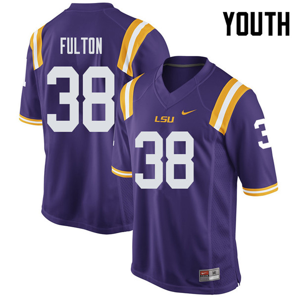 Youth #38 Keith Fulton LSU Tigers College Football Jerseys Sale-Purple